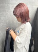 パツッとボブ/ピンクカラー