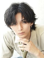 ビカム 名駅(become)&nbsp;【黒髪センターパート×サーフカール】コンマバングウルフ