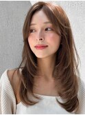 オリーブグレーセミディうるツヤ小顔ワンカール愛され美髪