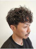 スパイラルパーマ×ツーブロックマッシュ