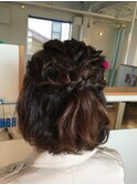 編み込みハーフアップ