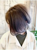 透明感ホワイトアッシュボブ
