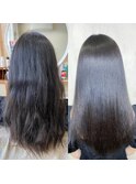 パーマとブリーチしている方を髪質改善縮毛矯正で艶髪ストレート