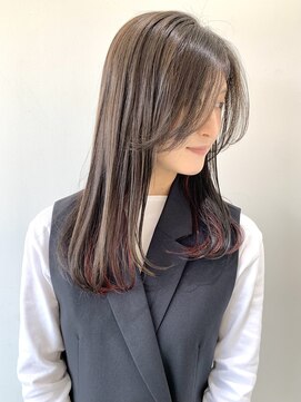 フォーク FOLK 【FOLK】透明感インナーピンク☆似合わせサラサラロング♪