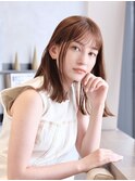 シースルー前髪/艶カラー/外ハネ/エアストレート/SOLセンター南