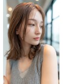 大人かわいい前髪セシルカットココアブラウンフリンジウェーブ