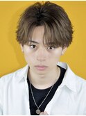 ニュアンスパーマセンターパートツーブロックコンマバング韓国