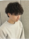 マッシュウルフメンズミディアム波巻きスパイラルパーマ群馬太田