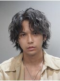 センターパートウルフパーマ波巻きスパイラルパーマサーフカール