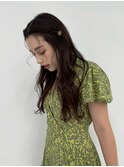 大人美人艶カラーベージュ小顔カット透明感レイヤーロング