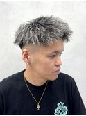 ツイストパーマ/ホワイトメッシュ/ジェットモヒカン