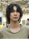 渋谷スパイラルパーマメンズボブウルフカットメンズミディアム