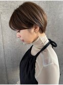 耳かけボブオリーブベージュ30代40代50代秋色くすみベージュ銀座