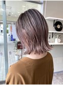 20代30代40代/小顔/くびれ外ハネミディ/ラベンダーベージュ