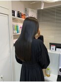 ナチュラル 暗髪ロングストレート 韓国ヘア アッシュグレージュ