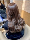 ◯切りっぱなしボブ美髪エアリーロングピンクブラウン