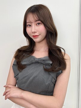 ランテルディ 渋谷(LANTERDIT) アッシュブラウンカラー ロングヘア シースルーバング 韓国ヘア