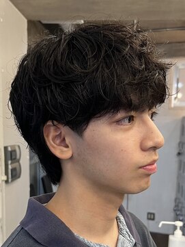 バイフィフス 原宿/表参道(by fifth) 原宿メンズマッシュウルフ無造作シャドウパーマツーブロック黒髪