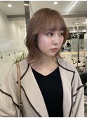 韓国ヘア顔周りレイヤーミルクティーベージュグレージュカラー