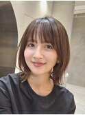 表参道縮毛矯正ミディアムレイヤー髪質改善アッシュグレー40代