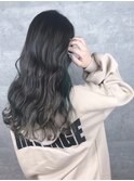 インナーカラー_ほつれウェーブ_暗髪オリージュ_大人セミディ