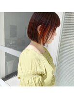 ミント(mint)&nbsp;ボブ×オレンジベージュ！インナーカラーも可愛い！