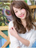 斜めバングニュアンスパーマこなれセミディh4川口20代30代40代