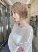 小顔大人ボブ暗めカラーミディアムデザインカラー