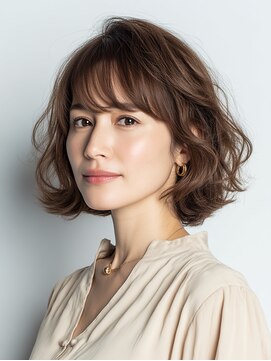 クラゲヘアー/小顔/ココアベージュ/オリーブグレー/川西