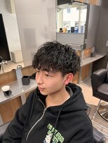 リレーションメンズヘアー(RELATION MEN'S HAIR)&nbsp;センターパートフェードカットツイストパーマオールバック