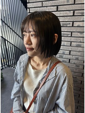スーリール 福岡別府店(Sourire) ミニボブ 顔周りレイヤー カジュアル 縮毛矯正 20代30代