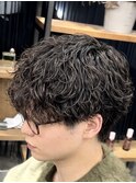 波巻きシャドウパーマラウンドマッシュ