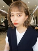 ワンカール/くびれボブ/ベージュカラー/韓国風