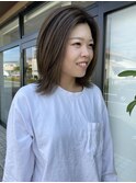 オリーブベージュ/ハイライト/くびれボブ/夏目寧々