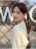 小顔2wayバング薄めバングウェットヘアメルティカラー
