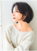前上がりボブ/レイヤーボブ/センターパート/地毛風ストレート