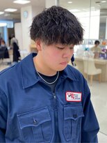 ツイストスパイラルシャドウパーマ波巻き無造作銀座メンズ