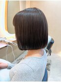 ショートボブ切りっぱなしボブ横浜グレージュ