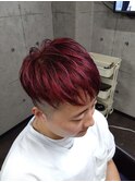 ワインレッド×ツーブロックショート