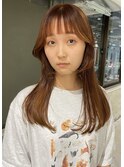 前髪パッツンヨシンモリ×オレンジブラウン