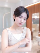 20代30代グレージュカラー/小顔ショートボブ/暗髪