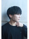 無造作マッシュ黒髪ブルーブラック