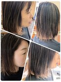 大人かわいいハイライトカラーミディアムレイヤーボブ☆