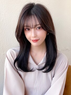 アフロート エル 大阪(AFLOAT L) 暗髪で出せるこなれ感！フェイスレイヤー×ナチュラルセミロング