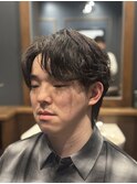 シャドウパーマ＋センターパートウルフ