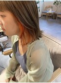 インナーオレンジ ベージュ 外ハネボブ