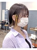切りっぱなしボブ インナーカラー 博多ショート 髪質改善 福岡