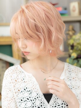 カバーヘア ブリス 大宮西口(COVER HAIR bliss) ■ハイトーンカラーベビーピンクボブウルフ308大宮10代20代30代