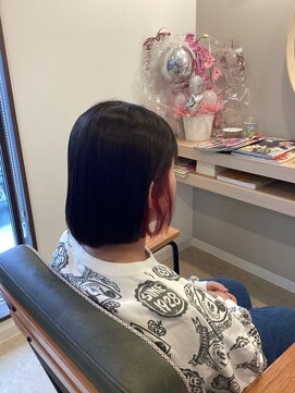 グリーン(green) インナーカラー縮毛矯正