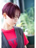 ハイトーンレッド×刈り上げボブ×ショート